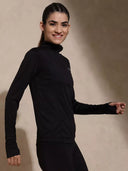 Women's Ath Runner Zip Neck Black